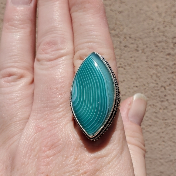 New Huge Botswana Agate 925 Silver Statement Ring. - Picture 6 of 9